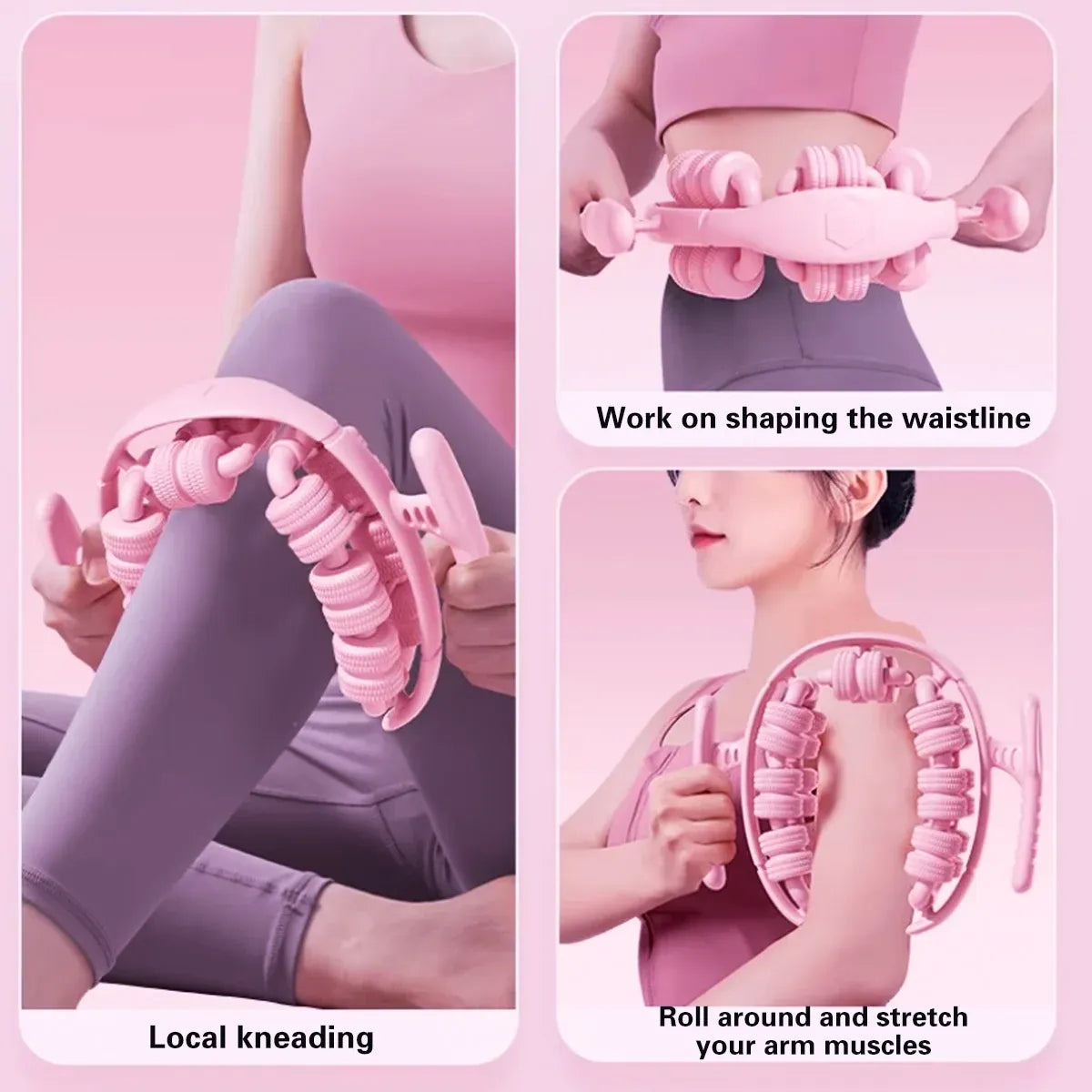 Yoga Wheel Muscle Massage Roller Stretching Fitness Exercise Training Equipment - Pink