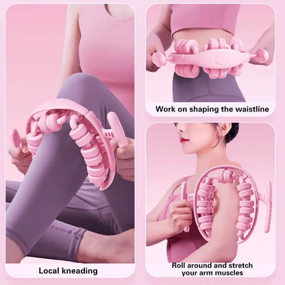 Yoga Wheel Muscle Massage Roller Stretching Fitness Exercise Training Equipment - Pink