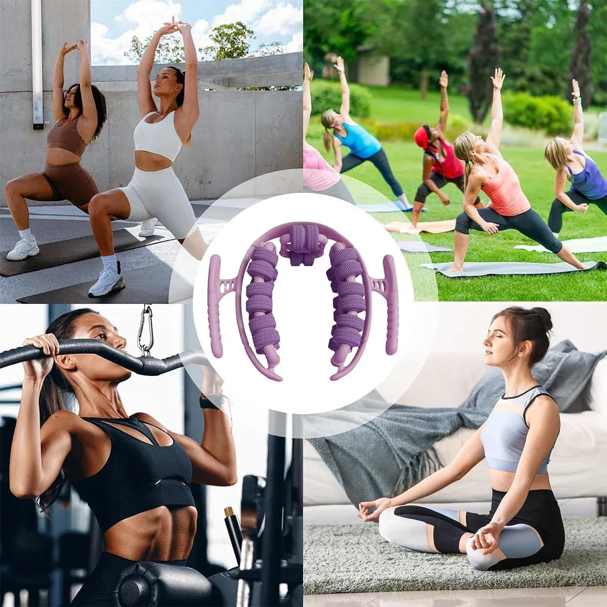 Yoga Wheel Muscle Massage Roller Stretching Fitness Exercise Training Equipment - Pink