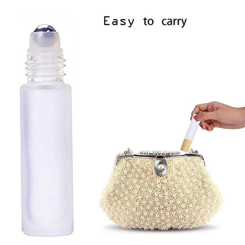 5PCS 10ml Frosted Glass Roll-On Bottles with Wooden Caps for Perfume and Essential Oils