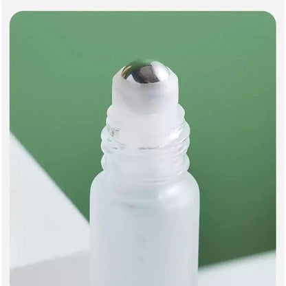 5PCS 10ml Frosted Glass Roll-On Bottles with Wooden Caps for Perfume and Essential Oils