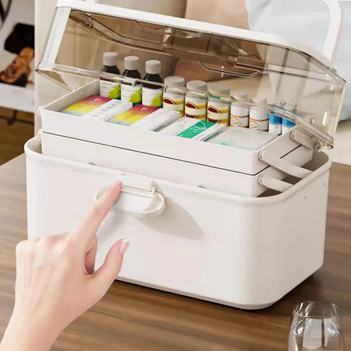Large Capacity 3 Layer Medicine Box Family Medical Storage Case First Aid Supply