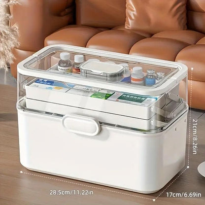 Household Transparent First Aid Kit Multi Layer Medical Storage Box Organizer