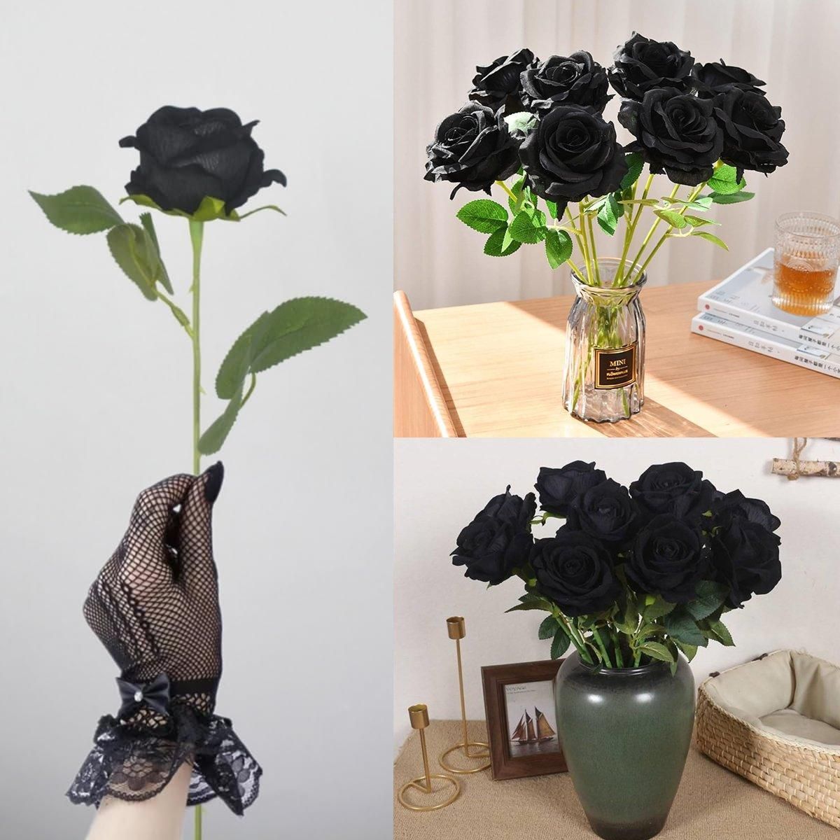 10pcs Artificial Silk Simulation Rose Flowers - Wedding Party Home Decorations - Dark-Blue