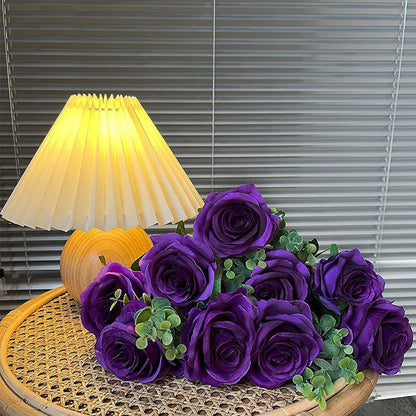 10pcs Artificial Silk Simulation Rose Flowers - Wedding Party Home Decorations - Gold