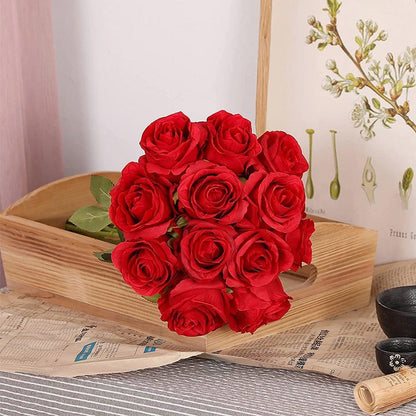 10pcs Artificial Silk Simulation Rose Flowers - Wedding Party Home Decorations - Gold