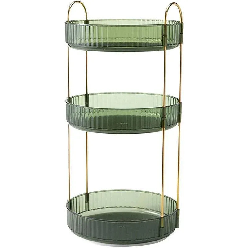 Rotating Cosmetic Organiser Home Storage Shelf Box for Makeup and Beauty Product - Green