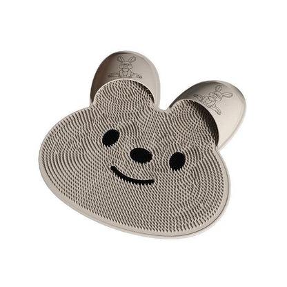 Silicone Foot Scrubber Rabbit Tub Mat Suction Cup Exfoliating Brush Cleaning Mat - Khaki