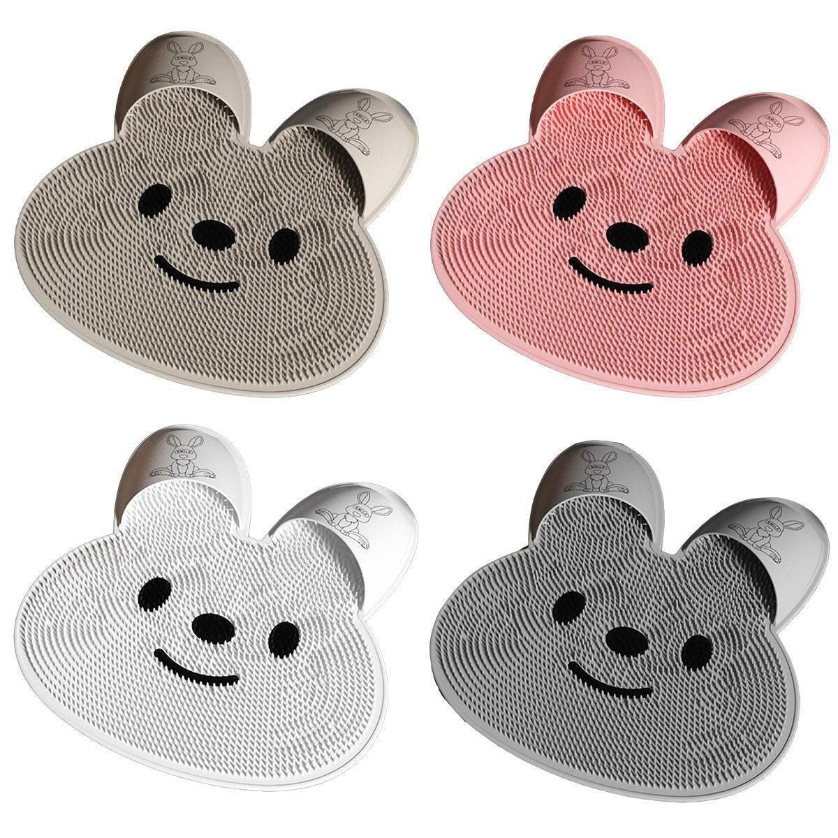 Silicone Foot Scrubber Rabbit Tub Mat Suction Cup Exfoliating Brush Cleaning Mat - Khaki