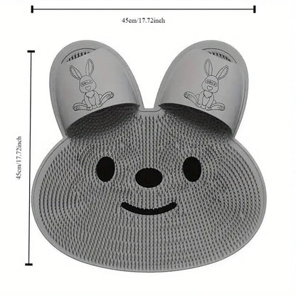 Silicone Foot Scrubber Rabbit Tub Mat Suction Cup Exfoliating Brush Cleaning Mat - Khaki