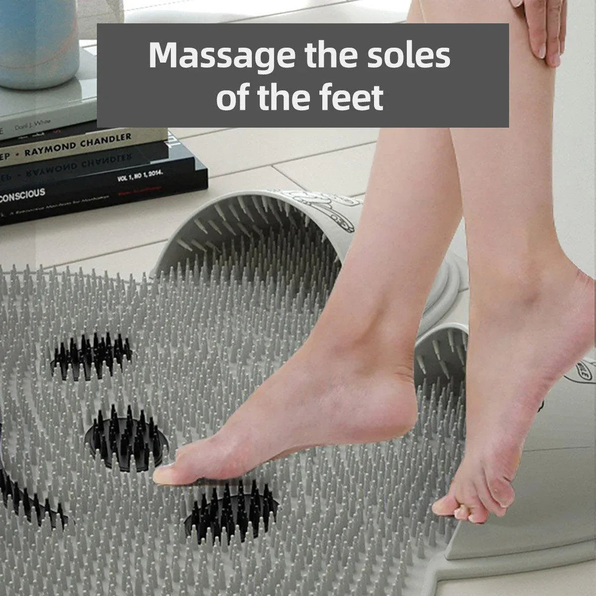 Silicone Foot Scrubber Rabbit Tub Mat Suction Cup Exfoliating Brush Cleaning Mat - Khaki