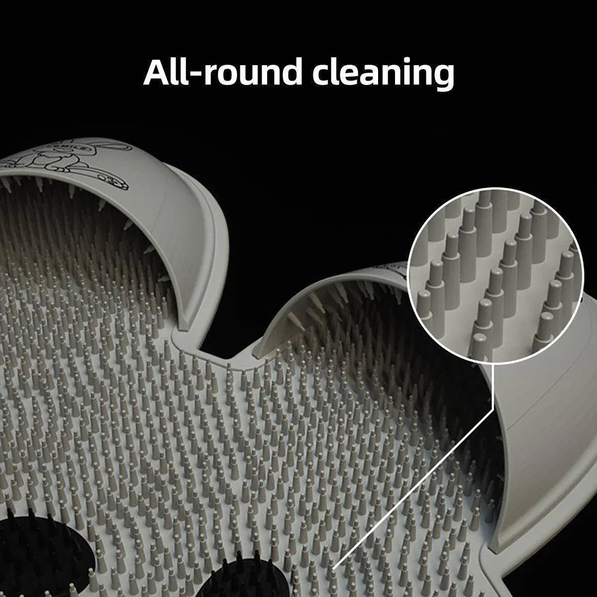 Silicone Foot Scrubber Rabbit Tub Mat Suction Cup Exfoliating Brush Cleaning Mat - Khaki