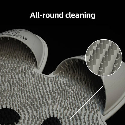 Silicone Foot Scrubber Rabbit Tub Mat Suction Cup Exfoliating Brush Cleaning Mat - Khaki