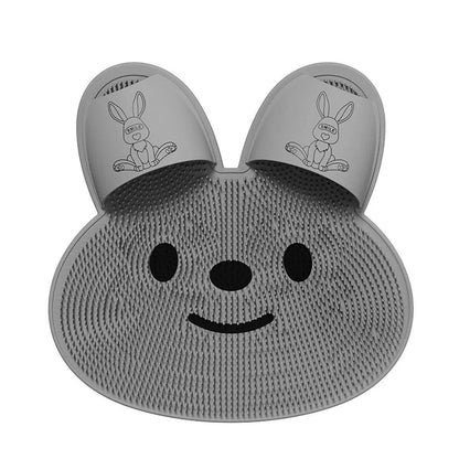Silicone Foot Scrubber Rabbit Tub Mat Suction Cup Exfoliating Brush Cleaning Mat - Khaki
