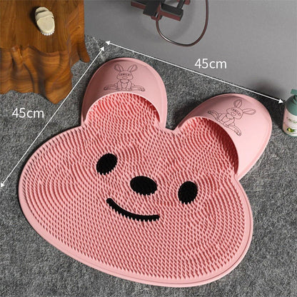 Silicone Foot Scrubber Rabbit Tub Mat Suction Cup Exfoliating Brush Cleaning Mat - Khaki