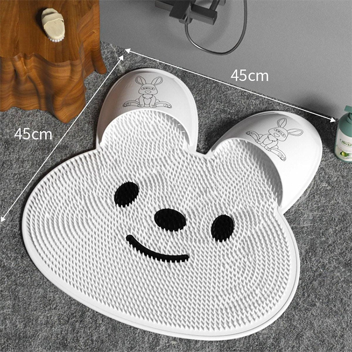 Silicone Foot Scrubber Rabbit Tub Mat Suction Cup Exfoliating Brush Cleaning Mat - Khaki