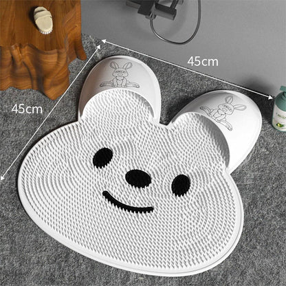 Silicone Foot Scrubber Rabbit Tub Mat Suction Cup Exfoliating Brush Cleaning Mat - Khaki