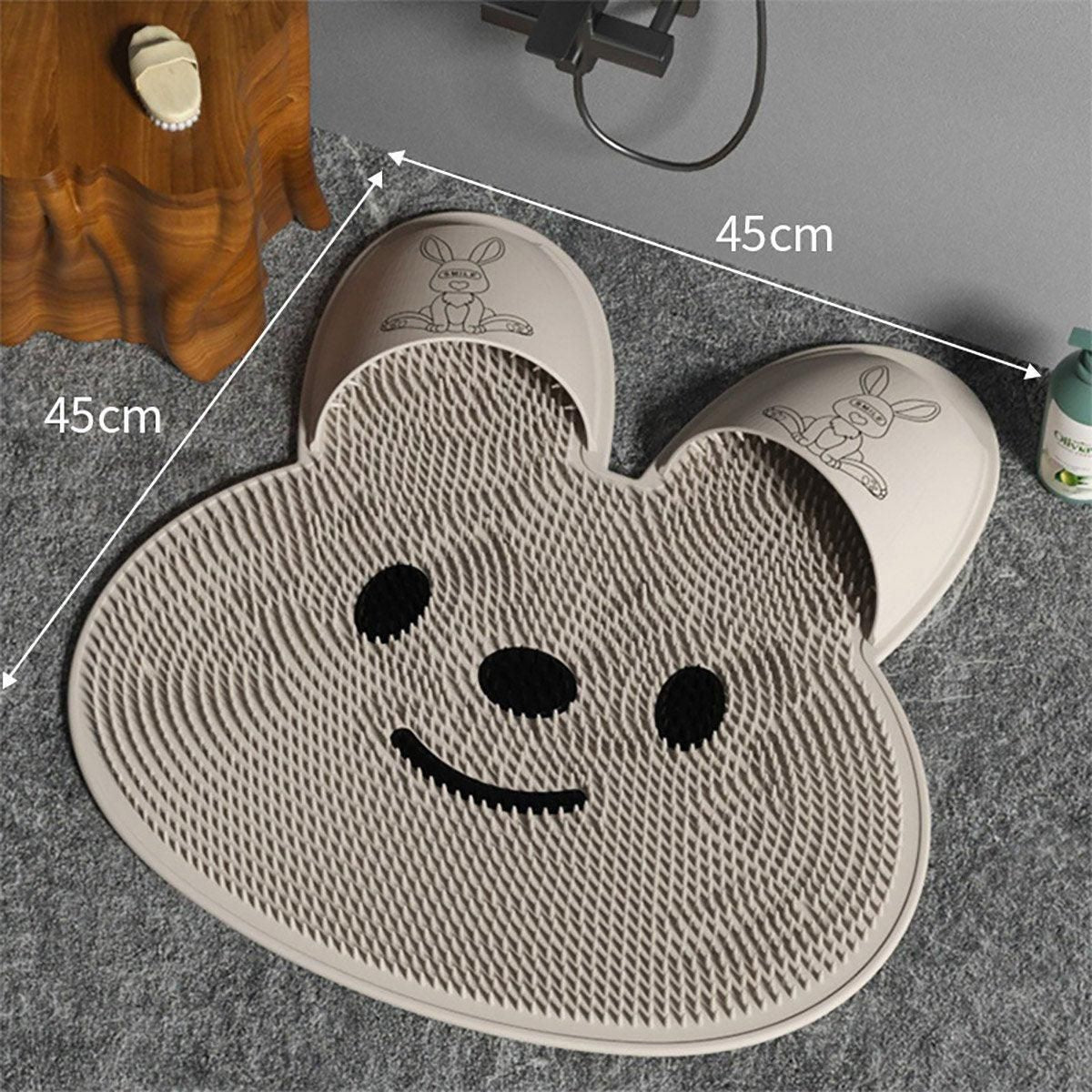 Silicone Foot Scrubber Rabbit Tub Mat Suction Cup Exfoliating Brush Cleaning Mat - Khaki