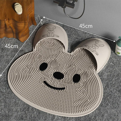 Silicone Foot Scrubber Rabbit Tub Mat Suction Cup Exfoliating Brush Cleaning Mat - Khaki