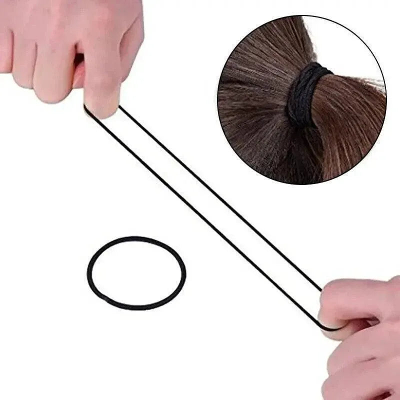 Hair Accessories High Elastic Two-Color Cross Hair Rope Rubber Band Hair Ring - Black