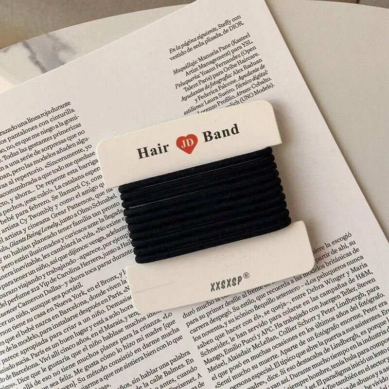 Hair Accessories High Elastic Two-Color Cross Hair Rope Rubber Band Hair Ring - Black