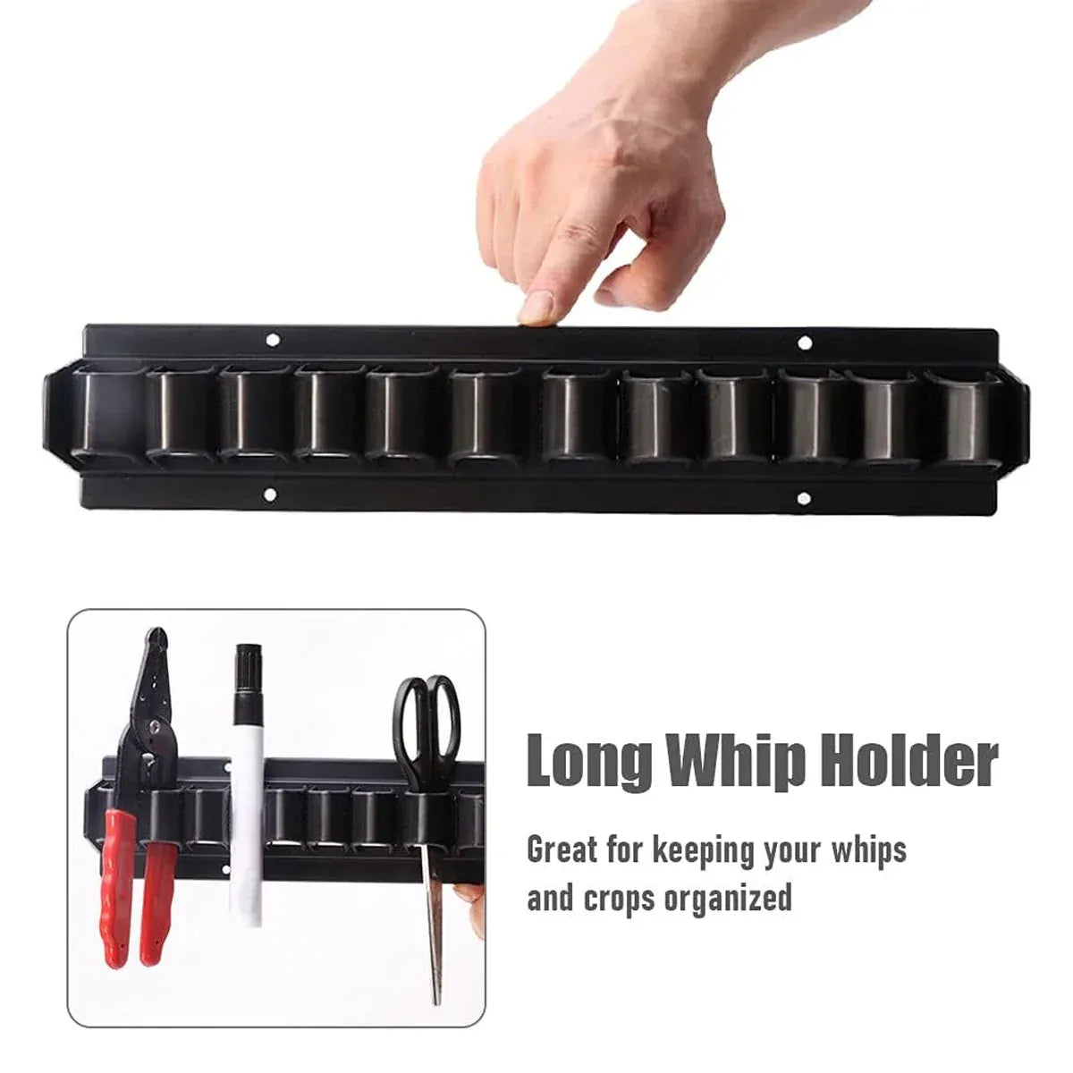 Long Whip Tool Storage Rack Horse Gear and Whip Rack Wall Mount Organizer