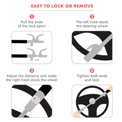 Multi Functional Car Anti Theft Steering Wheel Lock Security Bar for Vehicle Use