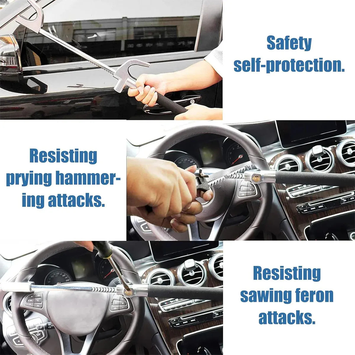 Multi Functional Car Anti Theft Steering Wheel Lock Security Bar for Vehicle Use