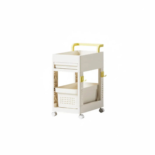 Multi Function Pull Type Storage Cart Rolling Trolley 2/3/4 Tier Space Saving - 2-Layer