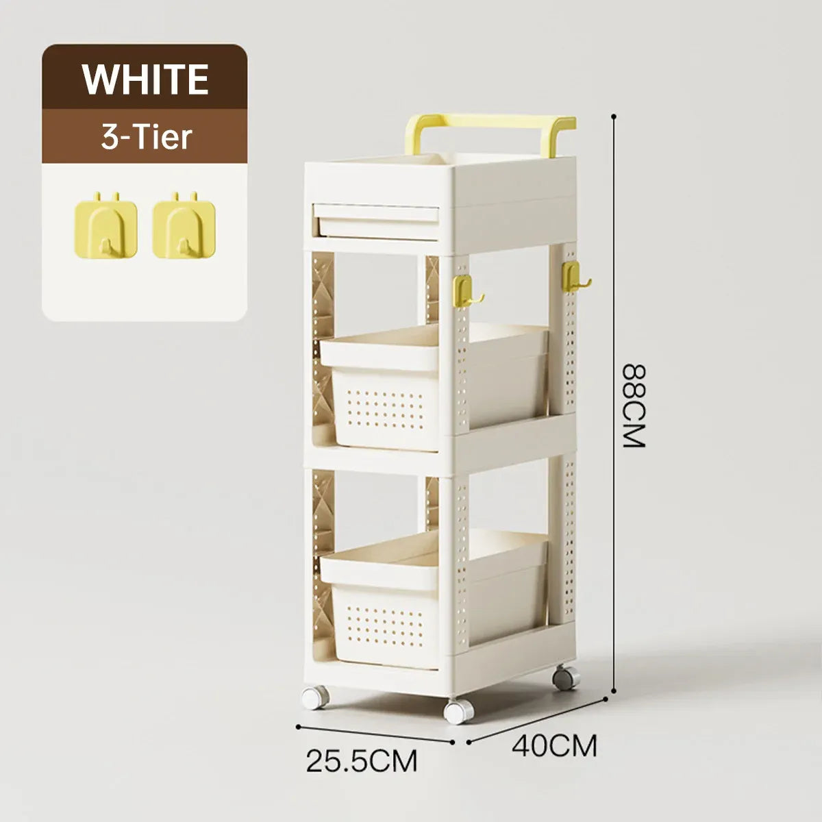 Multi Function Pull Type Storage Cart Rolling Trolley 2/3/4 Tier Space Saving - 2-Layer