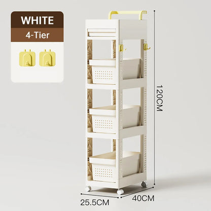 Multi Function Pull Type Storage Cart Rolling Trolley 2/3/4 Tier Space Saving - 2-Layer