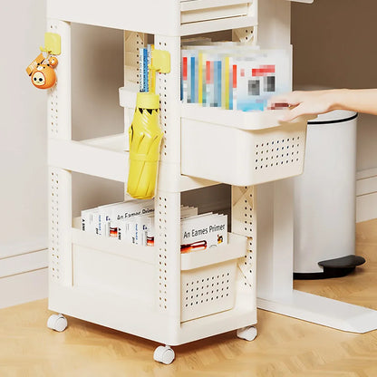 Multi Function Pull Type Storage Cart Rolling Trolley 2/3/4 Tier Space Saving - 2-Layer