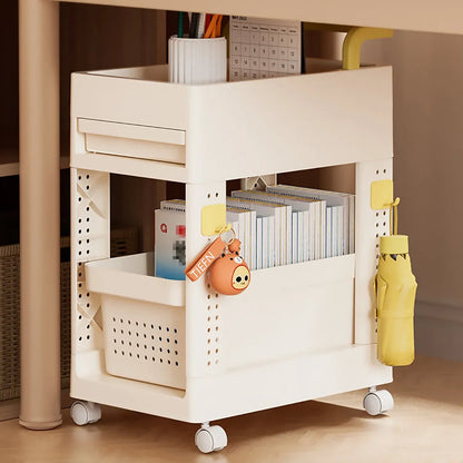 Multi Function Pull Type Storage Cart Rolling Trolley 2/3/4 Tier Space Saving - 2-Layer