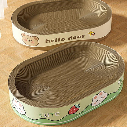 Extra-Large Oval Cat Scratching Board Durable Pet Toy Cat Kittens Wear Resistant - Bear