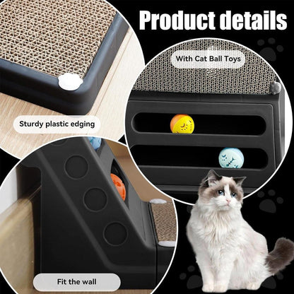 L-shaped Cat Scratching Board Vertical Claw Toy Cat Scratcher for Pet Playtime - Grey