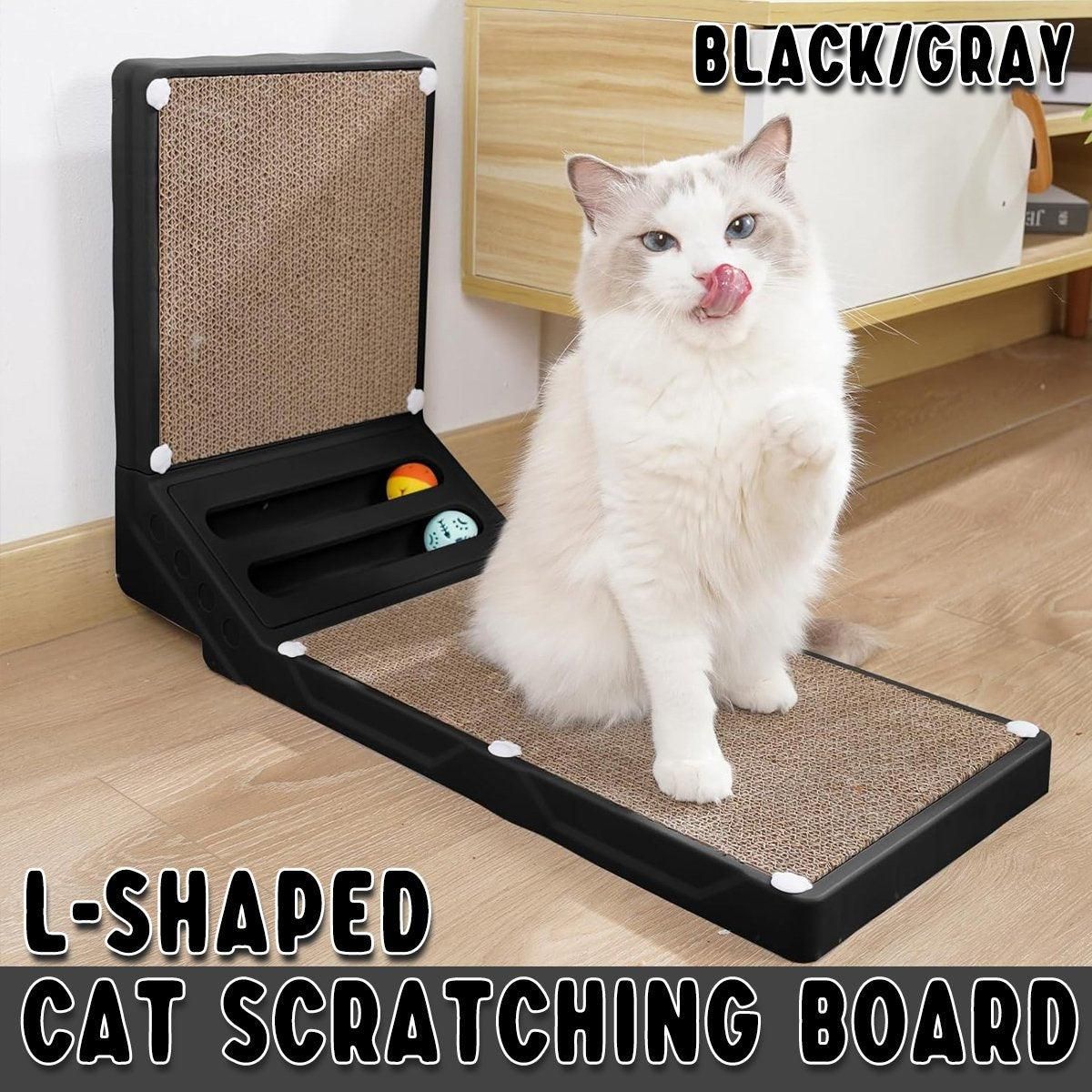 L-shaped Cat Scratching Board Vertical Claw Toy Cat Scratcher for Pet Playtime - Grey
