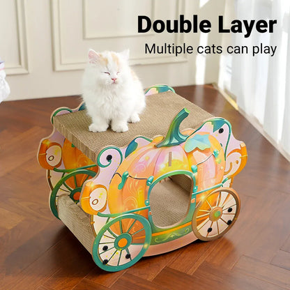 Pumpkin Cat Cart Double Layer Cat Scratch Board Cat Bed Furniture For Sleeping