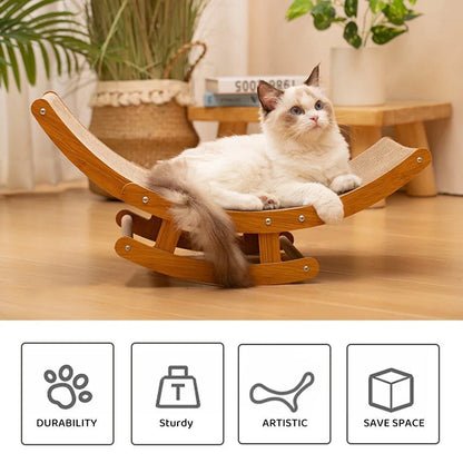 Premium Cat Scratching Board Bed Corrugated Paper Durable All Seasons Cat Toy - Rocking Chair Scratcher