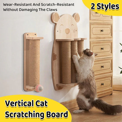 2Style Wood Wall-Mounted Natural Sisal Rope Cat Scratching Claw Grinding Pet Toy - Mouse-Solid Wood