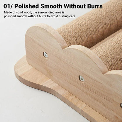 2Style Wood Wall-Mounted Natural Sisal Rope Cat Scratching Claw Grinding Pet Toy - Mouse-Solid Wood