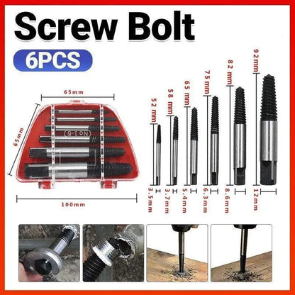 6 Piece Screw Extractor Set Broken Bolt Remover Kit for Damaged Screws