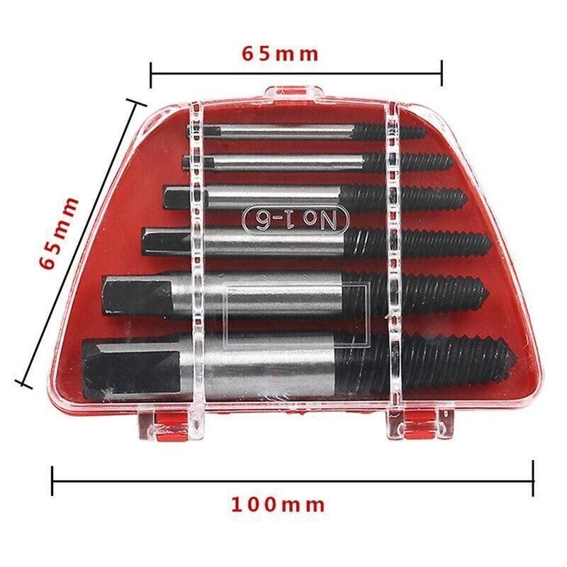 6 Piece Screw Extractor Set Broken Bolt Remover Kit for Damaged Screws