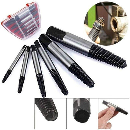 6 Piece Screw Extractor Set Broken Bolt Remover Kit for Damaged Screws