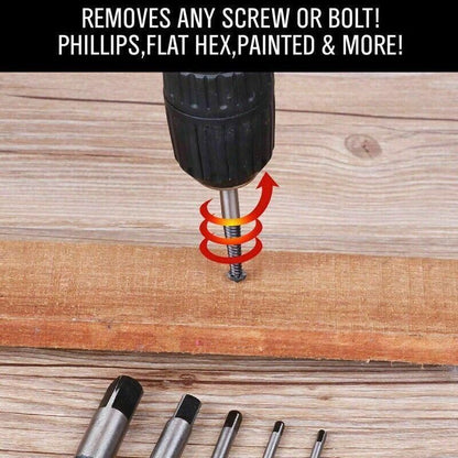 6 Piece Screw Extractor Set Broken Bolt Remover Kit for Damaged Screws