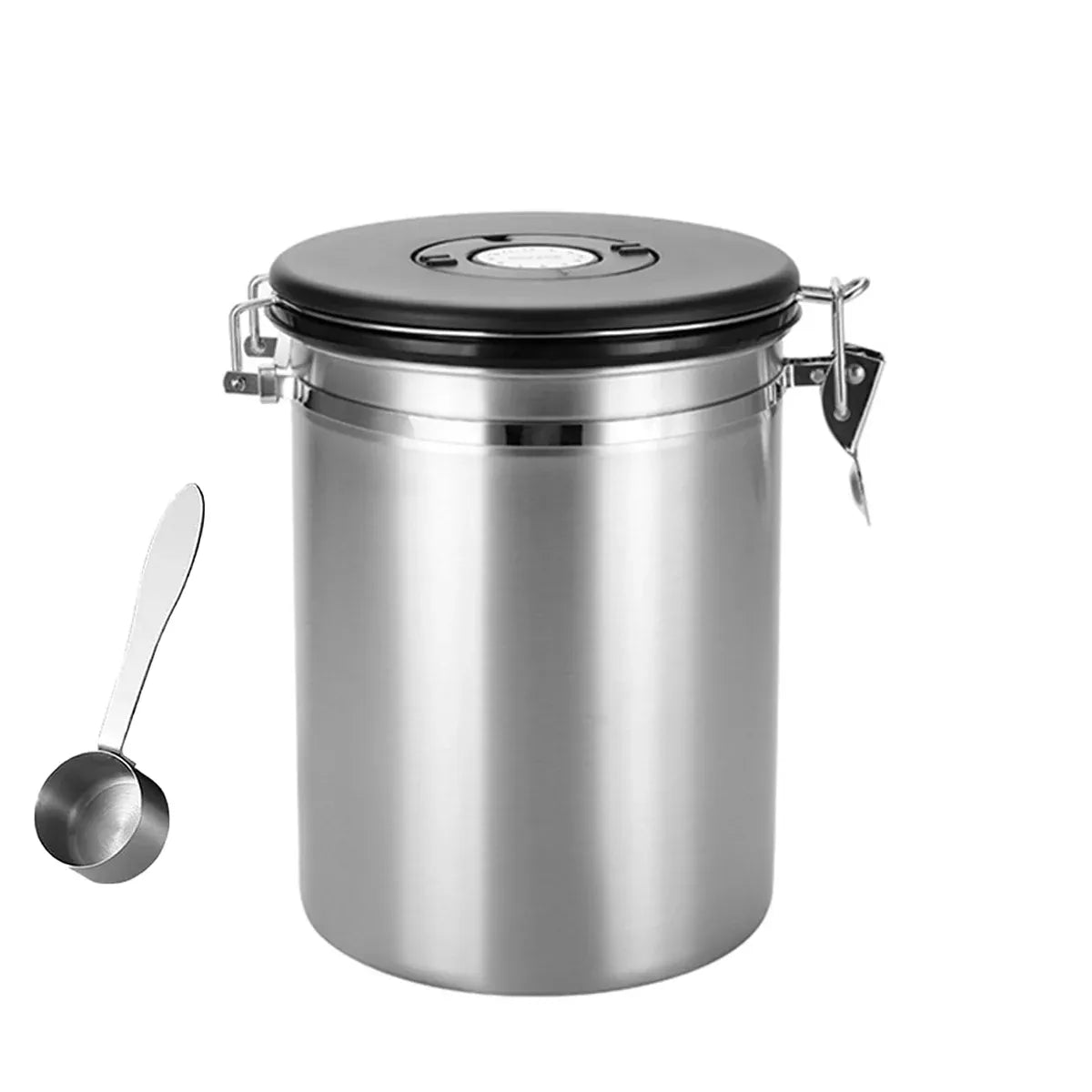 Coffee Powder Sealed Jar Airtight Storage Container for Kitchen Tea Sugar Beans - Silvery-1500ml