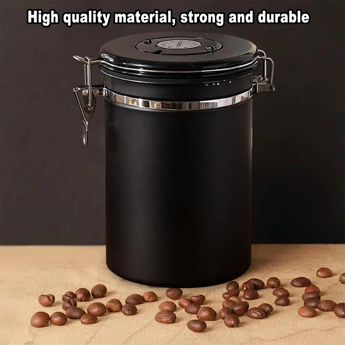 Coffee Powder Sealed Jar Airtight Storage Container for Kitchen Tea Sugar Beans - Silvery-1500ml