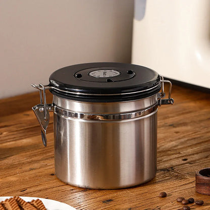 Coffee Powder Sealed Jar Airtight Storage Container for Kitchen Tea Sugar Beans - Silvery-1500ml
