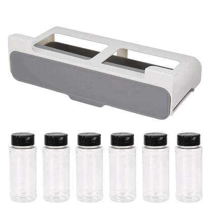 Wall Mounted Spice Container Rack Adjustable Seasoning Storage Box Set Use