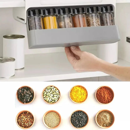 Wall Mounted Spice Container Rack Adjustable Seasoning Storage Box Set Use