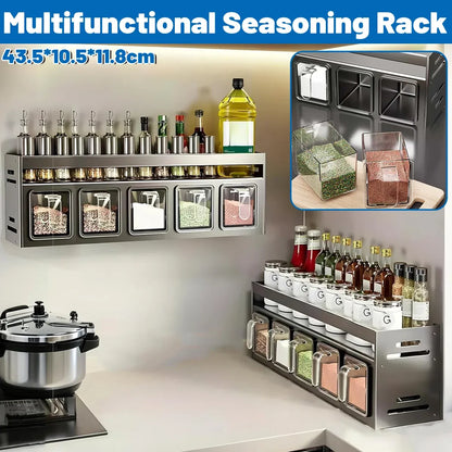 Kitchen Wall Mounted Seasoning Rack Easy Install Space Saving